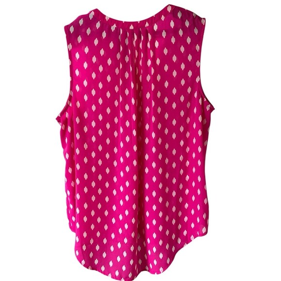 Apt. 9 Blouse Womens Plus 1X Pink Geometric Ikat V-Neck Sleeveless - Picture 2 of 5